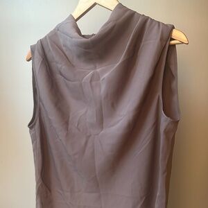 NWT Aritzia Babaton Cowlneck Satin Blouse - Size Small - in Colour Deep Taupe